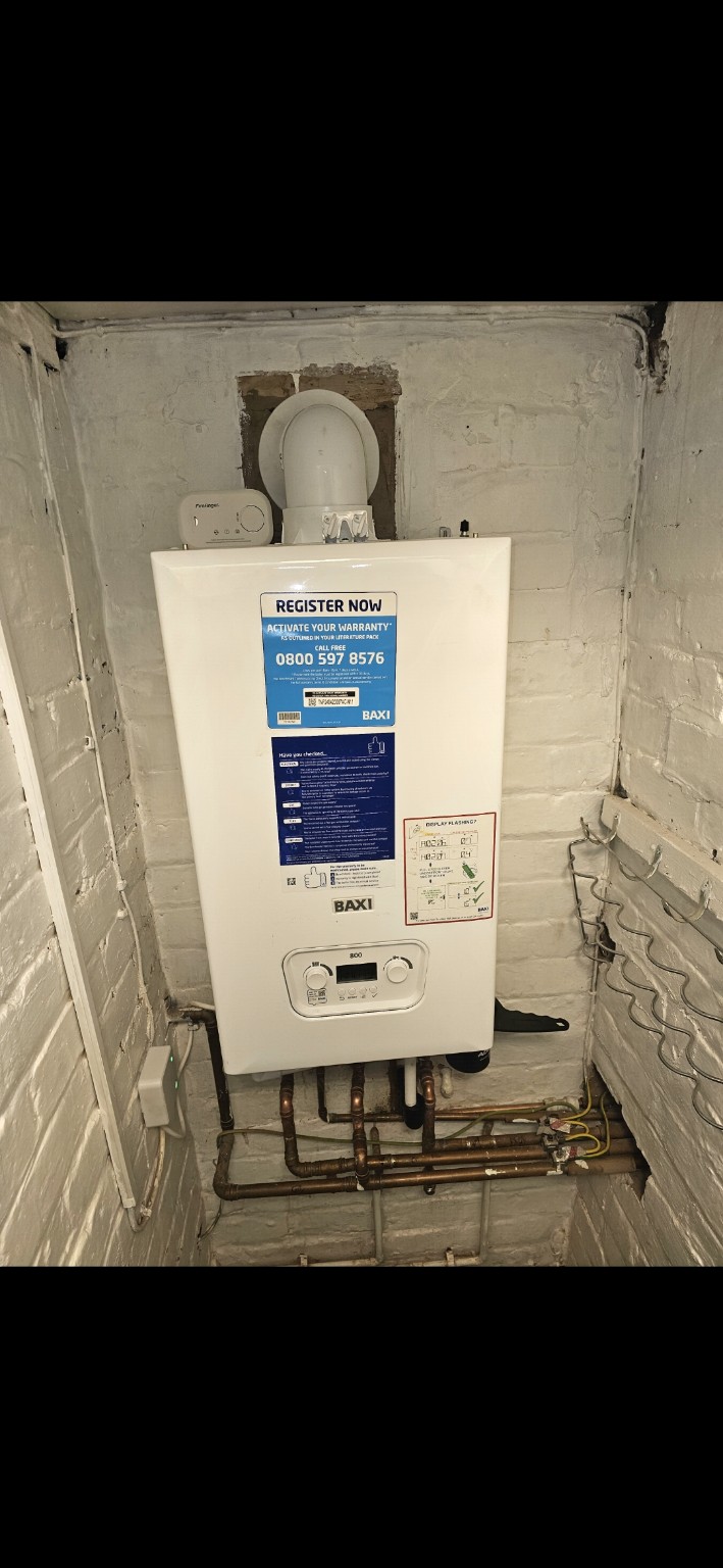 Baxi 800 boiler installation in a brick recess by Luk Gas Ltd